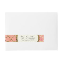 Art Deco Shell Faux Gold Foil RSVP Retouradres Adreslabel Wikkel