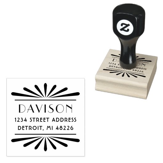  Art Deco Shell Lijst Return Address Rubberstempel (Gestempeld)