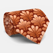 Art Deco Shell Pattern, Copper and Rust Brown Stropdas (Opgerold)