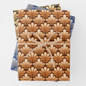 Art Deco Shell Pattern, Copper, Silver en Gold  Inpakpapier Vel (In situ)