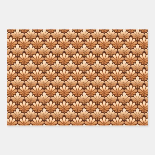 Art Deco Shell Pattern, Copper, Silver en Gold  Inpakpapier Vel (Voorkant)