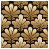 Art Deco Shell Pattern, Gold en Black Stof (Swatch)