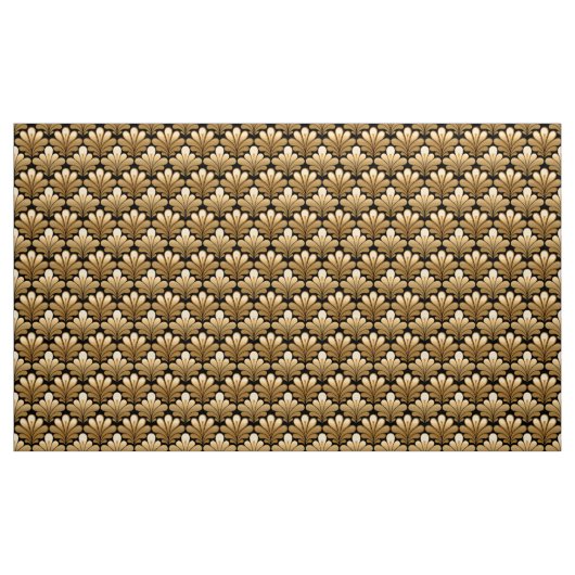 Art Deco Shell Pattern, Gold en Black Stof (Yard (91,4 cm))