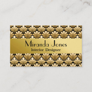 Art Deco Shell Pattern, Gold en Black Visitekaartje