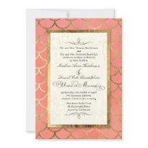 Art Deco Shell Pattern Gouden Waterverf Bruiloft