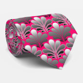 Art Deco Shell Pattern, Grey and Fuchsia Pink Stropdas (Opgerold)