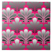 Art Deco Shell Pattern, Grey and Fuchsia Pink Tegeltje (Voorkant)