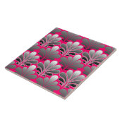 Art Deco Shell Pattern, Grey and Fuchsia Pink Tegeltje (Zijkant)
