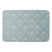 Art Deco Shell Pattern in Duck Egg Blue en beige Badmat (Voorkant)