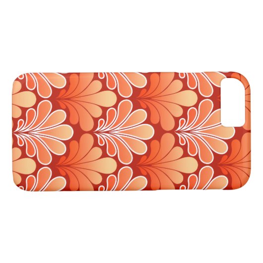 Art Deco Shell Pattern, Mandarijns Oranje Case-Mate iPhone Case (Achterkant (Horizontaal))