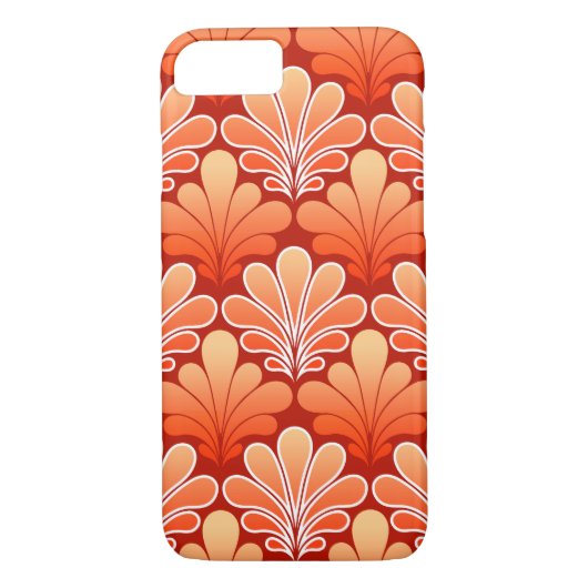 Art Deco Shell Pattern, Mandarijns Oranje Case-Mate iPhone Case (Achterkant)