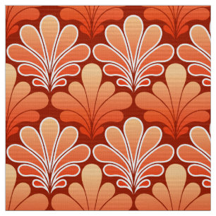 Art Deco Shell Pattern, Mandarijns Oranje Stof