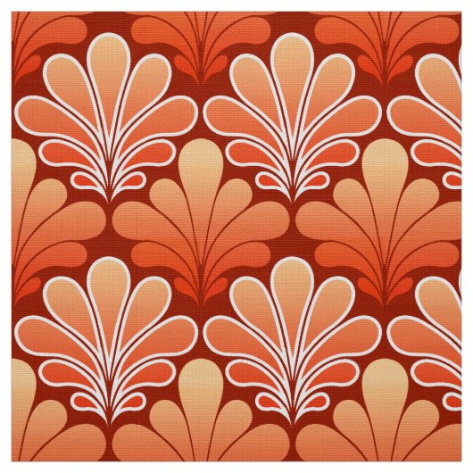 Art Deco Shell Pattern, Mandarijns Oranje Stof (Swatch)