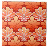 Art Deco Shell Pattern, Mandarijns Oranje Tegeltje (Voorkant)