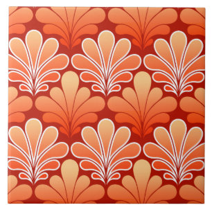 Art Deco Shell Pattern, Mandarijns Oranje Tegeltje