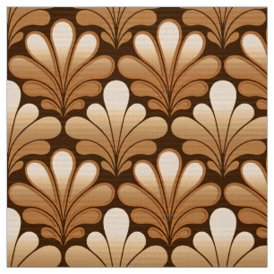 Art Deco Shell Pattern, Roos Gold and Dark Brown Stof