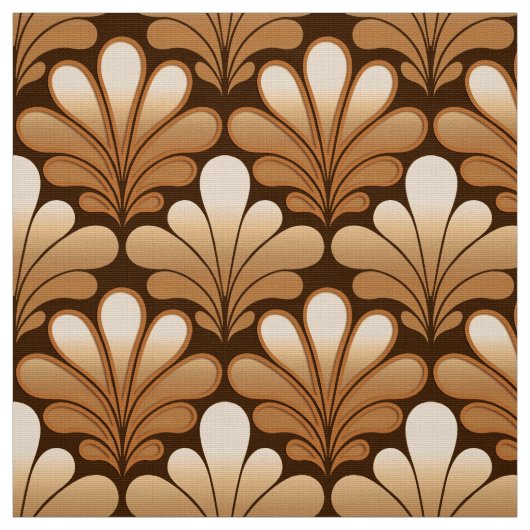 Art Deco Shell Pattern, Roos Gold and Dark Brown Stof (Swatch)