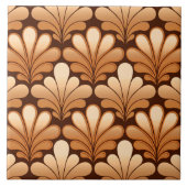 Art Deco Shell Pattern, Roos Gold and Dark Brown Tegeltje (Voorkant)