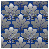Art Deco Shell Pattern, Silver and Cobalt Blue Stof (Swatch)