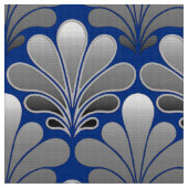 Art Deco Shell Pattern, Silver and Cobalt Blue Stof (Close Up)
