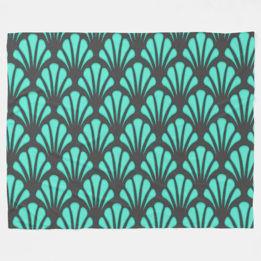 Art Deco Shell Vorm Fleece Deken (Voorkant (Horizontaal))
