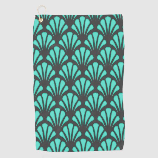 Art Deco Shell Vorm Golfhanddoek (Voorkant)