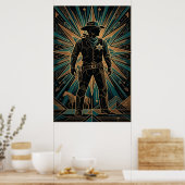 Art Deco Sheriff Poster - Geometrische Cowboy Silh (Keuken)