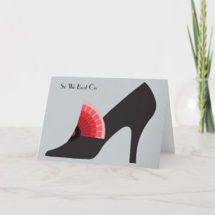 Art Deco Shoe Card in Black met Red Fan Ornament Kaart
