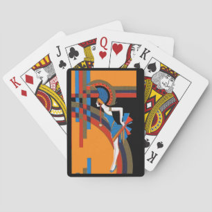 Art Deco Showgirl – Vintage Geometrisch Pokerkaarten