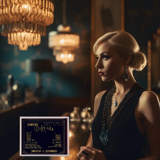 Art Deco Signature Cocktails Trouwbord Bar Sign Poster