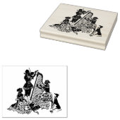 Art Deco Silhouette Stamp - Muzikanten Rubberstempel (Gestempeld)