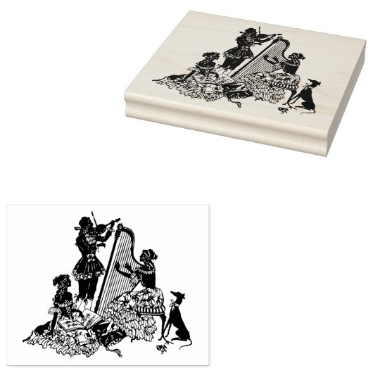 Art Deco Silhouette Stamp - Muzikanten Rubberstempel (Gestempeld)