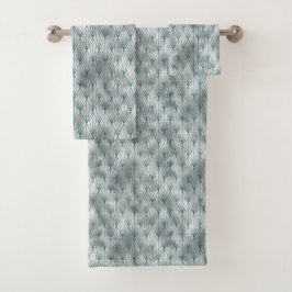 Art Deco Silver Blauwgroen grafische kaart Bad Handdoek