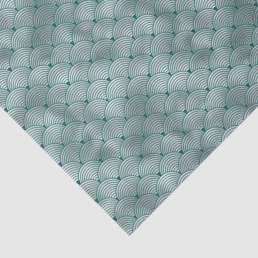 Art Deco Silver Blauwgroen hedendaags Tissuepapier (Detail)