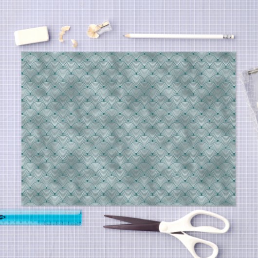 Art Deco Silver Blauwgroen hedendaags Tissuepapier (Craft)