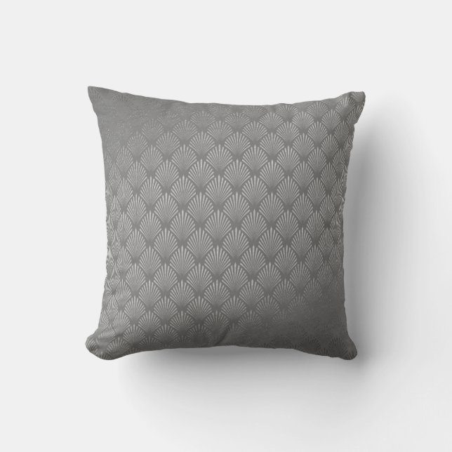Art Deco Silver Grey Scales Seashells VIP Kussen (Voorkant)