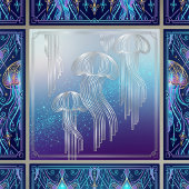 Art Deco Silver Jellyfish Ocean Gradient Design Tegeltje