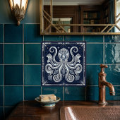 Art Deco Silver Octopus Mandala Kraken Tegeltje