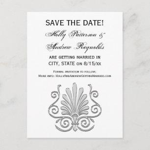  Art Deco Silver Plume Arabesque Aankondigingskaart