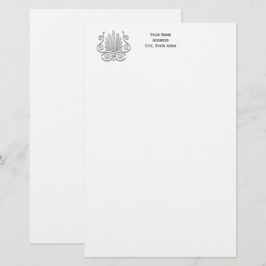  Art Deco Silver Plume Arabesque Briefpapier (Voorkant / Achterkant)