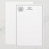 Art Deco Silver Plume Arabesque Briefpapier (Voorkant / Achterkant)