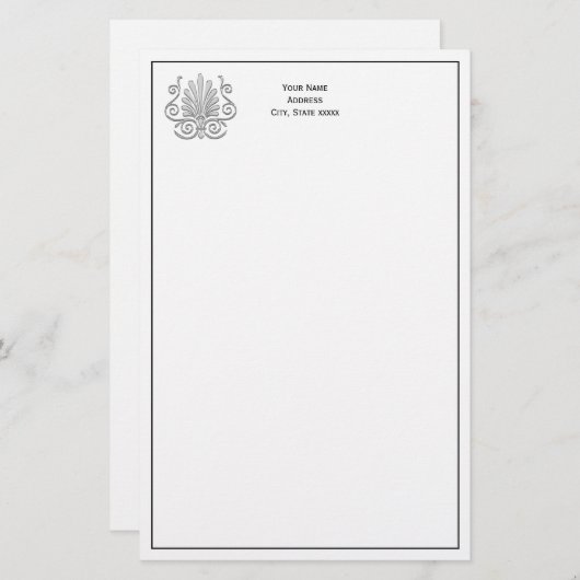  Art Deco Silver Plume Arabesque Briefpapier (Voorkant / Achterkant)