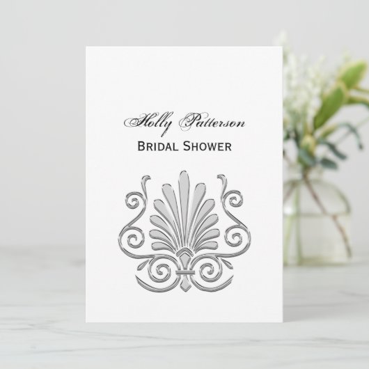  Art Deco Silver Plume Arabesque Kaart (Staand voorkant)