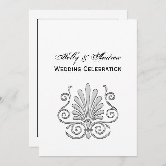 Art Deco Silver Plume Arabesque Kaart (Voorkant / Achterkant)