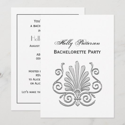 Art Deco Silver Plume Arabesque Kaart (Voorkant / Achterkant)