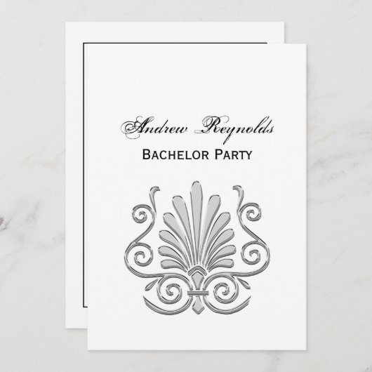  Art Deco Silver Plume Arabesque Kaart (Voorkant / Achterkant)