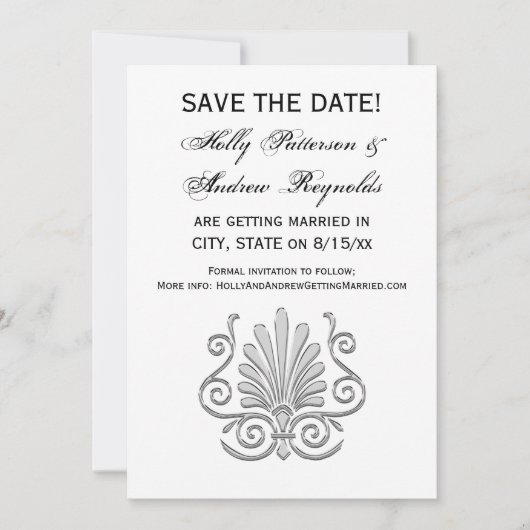 Art Deco Silver Plume Arabesque Kaart (Voorkant)