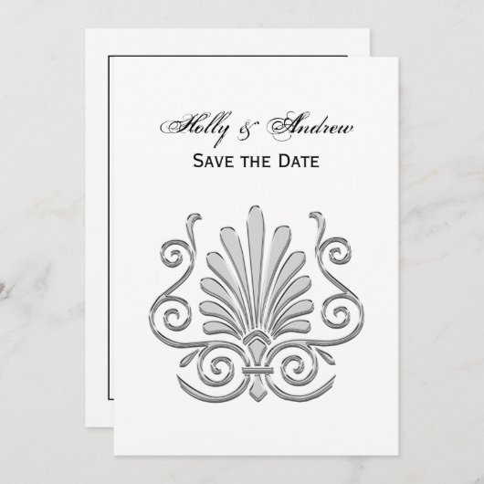  Art Deco Silver Plume Arabesque Kaart (Voorkant / Achterkant)