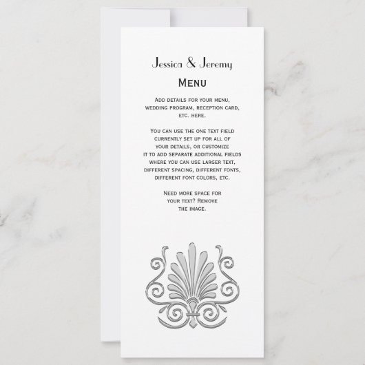  Art Deco Silver Plume Arabesque Kaart (Achterkant)