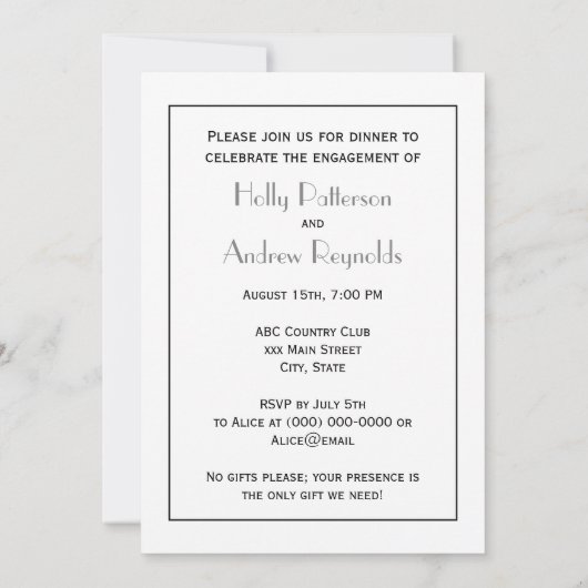 Art Deco Silver Plume Arabesque Kaart (Achterkant)